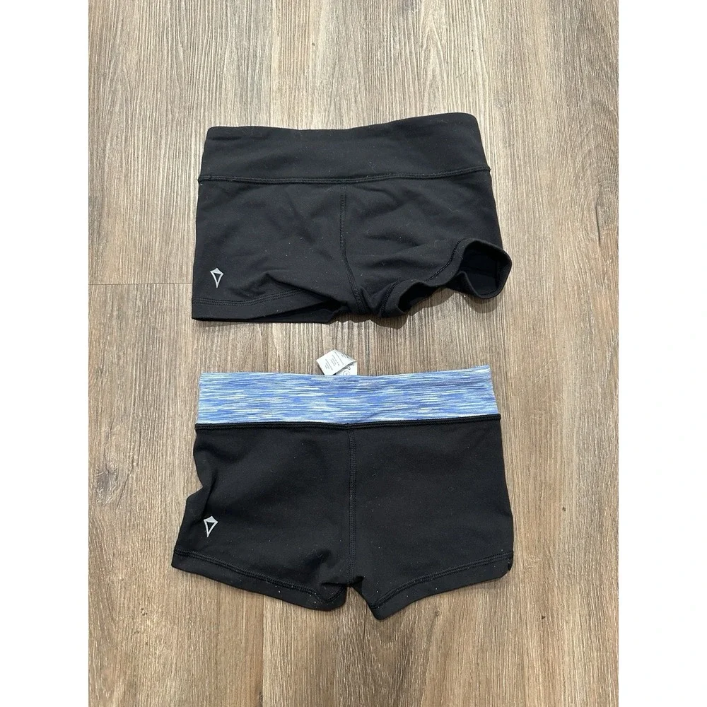 3 Ivivva black rollover girls short tights athletic purple pink Size‎ 10, 8